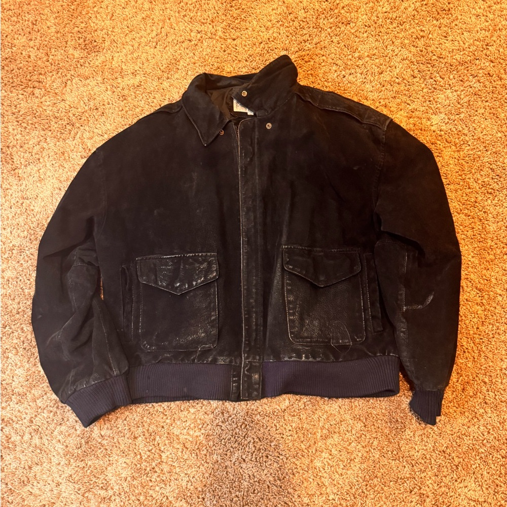 Men's Suede Black Bomber Jacket